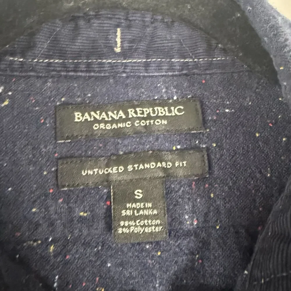 Banana Republic Untucked Shirt Men's Small Blue Speckled Standard Organic Cotton